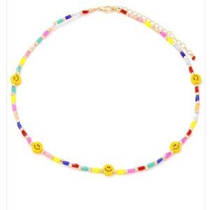 Beaded Choker Necklace Smiley Face Necklace